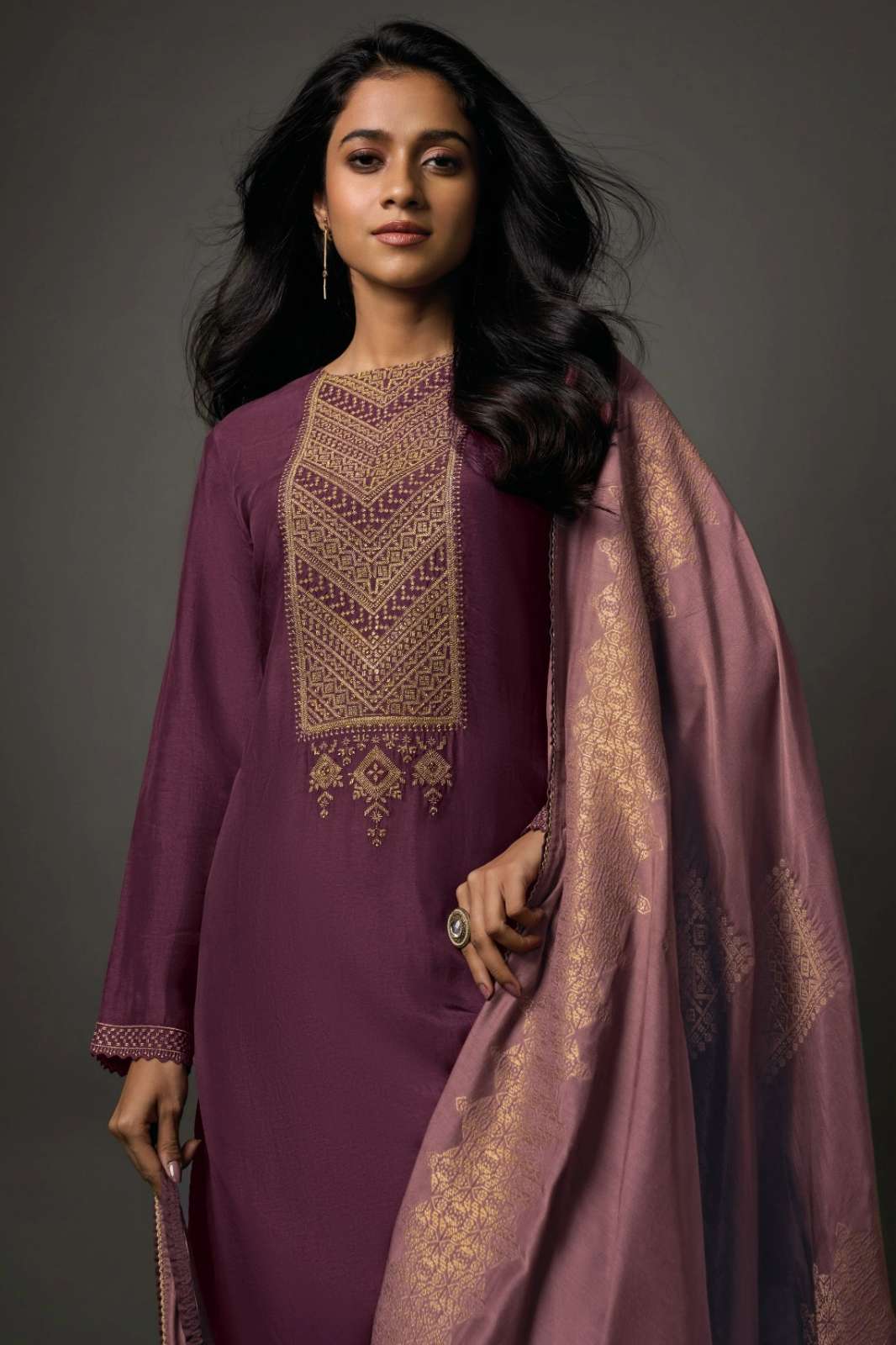 SHRI BALAJI EMBROIDERY RIMAYA OLIVIA SILK EMBROIDERY WORK SUIT 