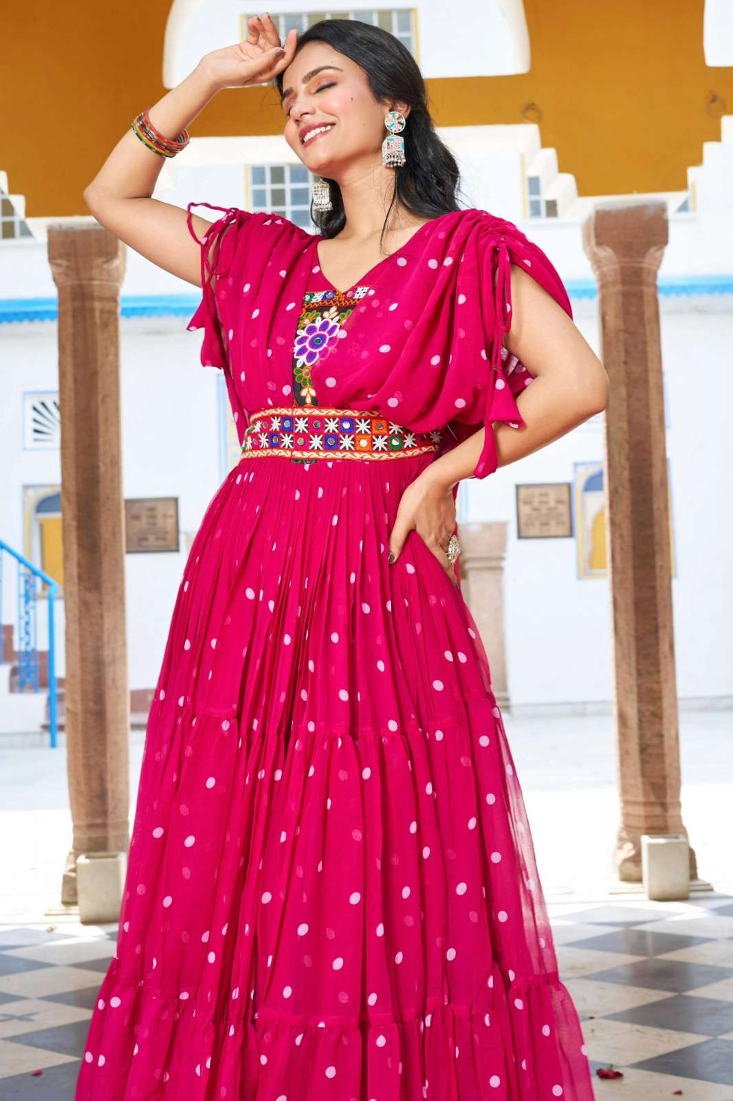 Shri Balaji Emporium 112 Navratri Special Gamathi Work Georgette Gown 