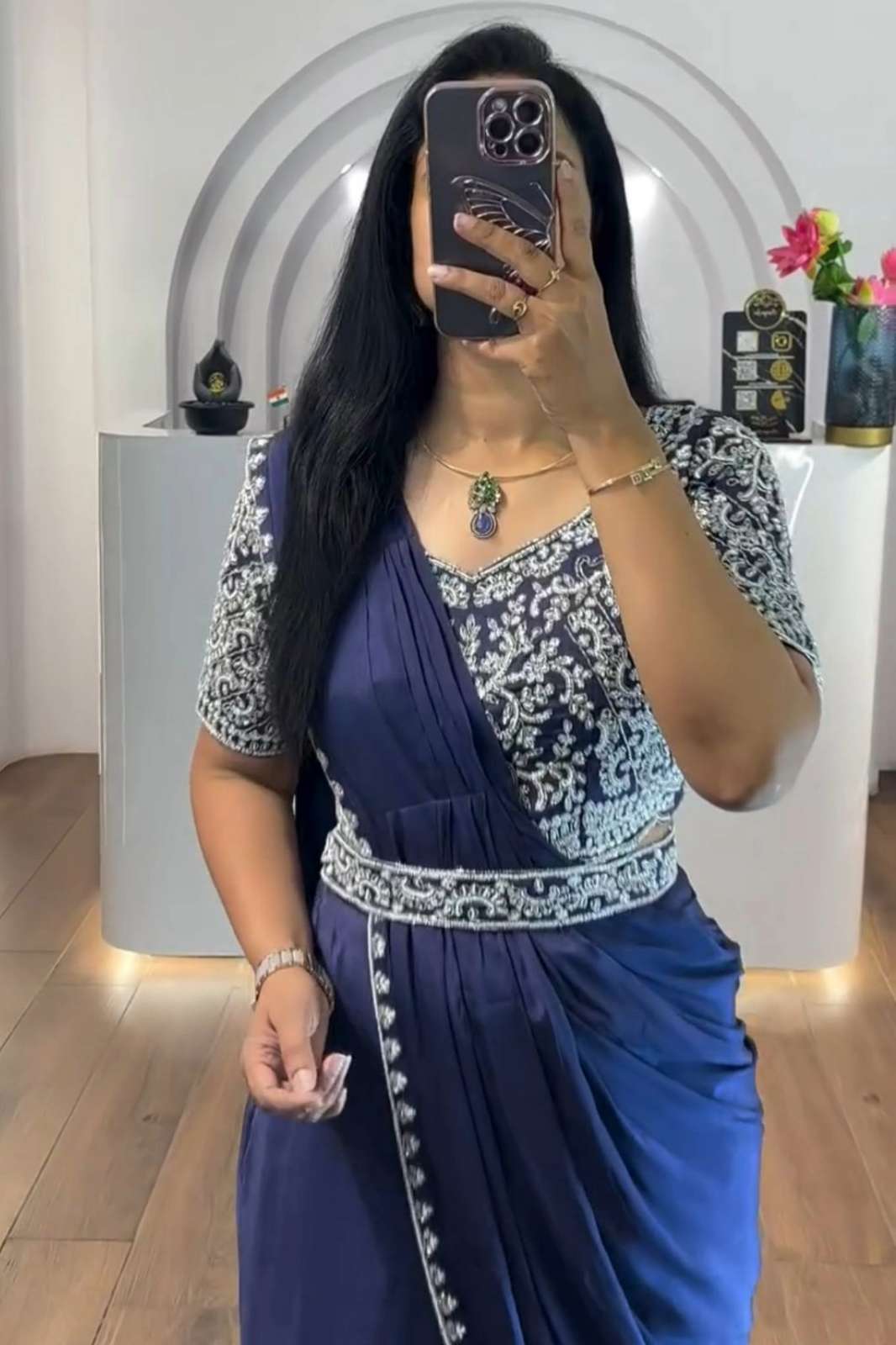 Shri Balaji Emporium 43 Trending Embroidery Ready to Wear Saree with Embroidery Blouse
