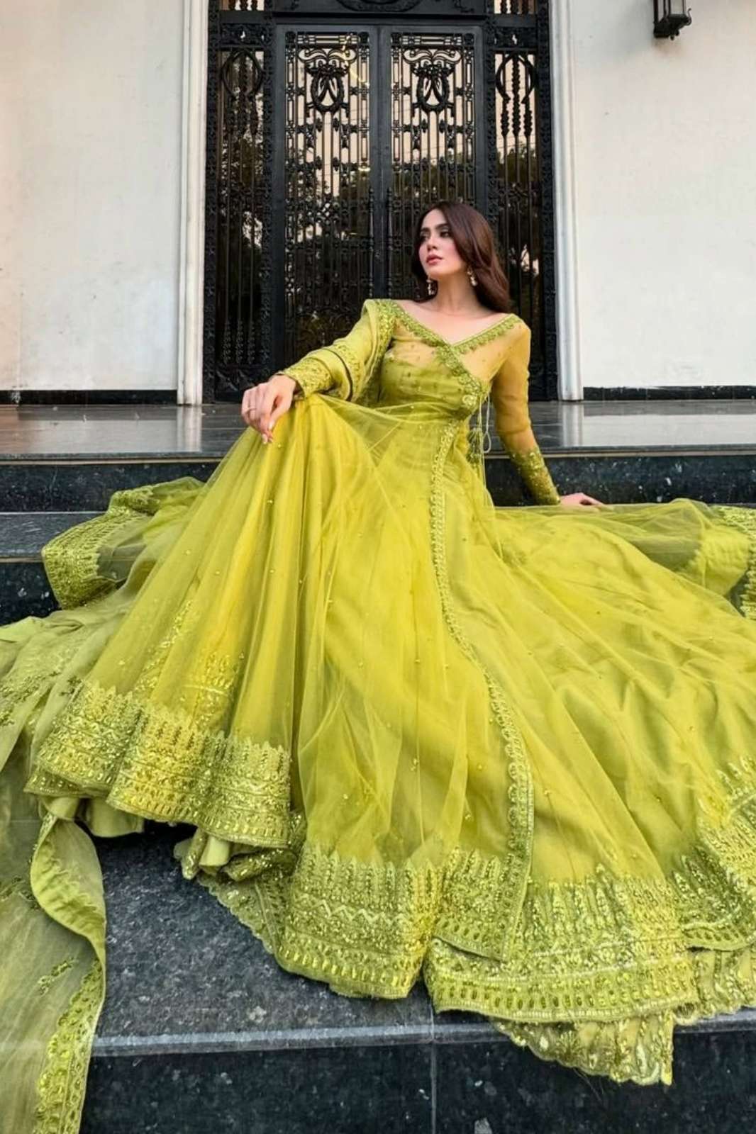 Shri Balaji Emporium 5895 Butterfly Net Designer Style Shrug Anarkali Style Shrug Suit