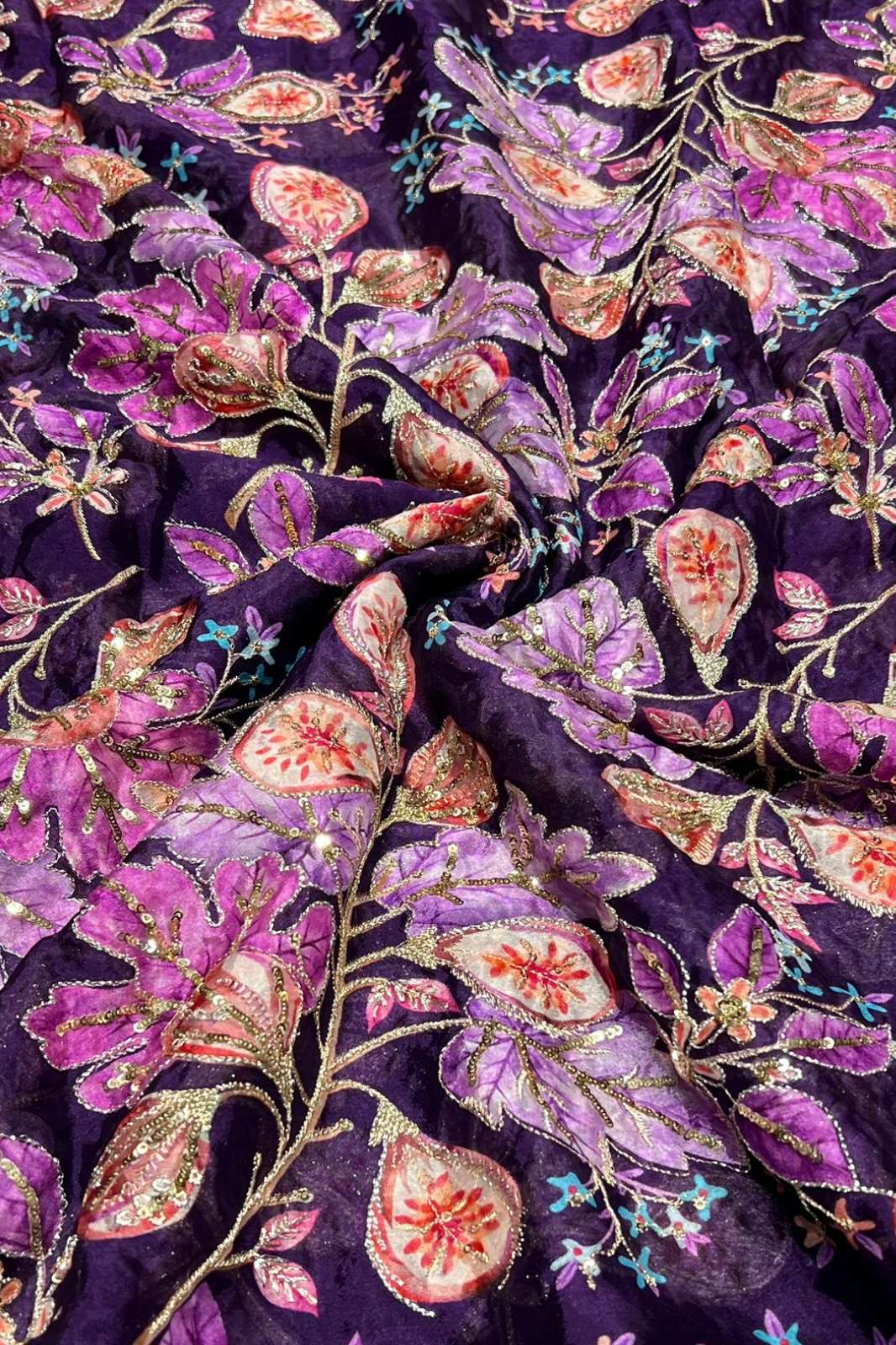 Shri Balaji Emporium A1009 Position Print Embroidery Work Pure Chinon Designer Fabric