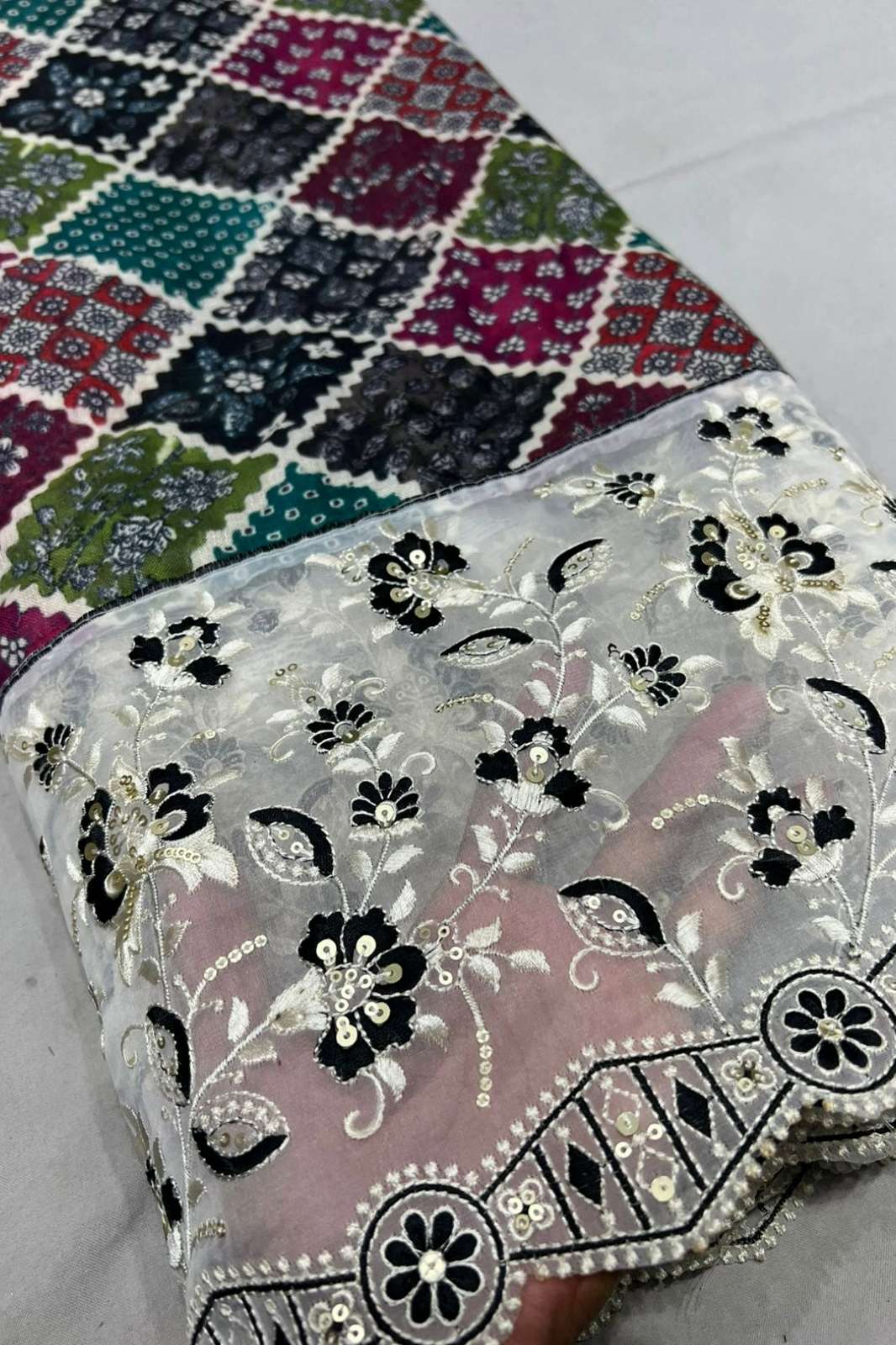 Shri Balaji Emporium A1044 Embroidery Work Designer Linen Fabric