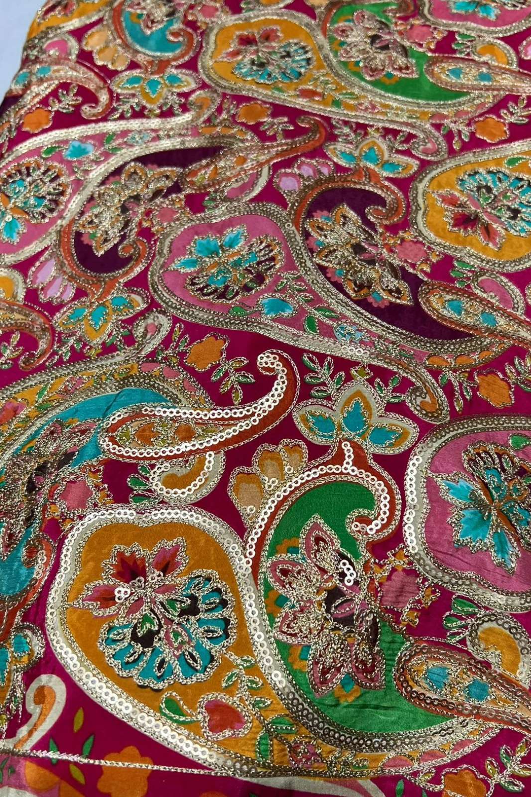 Shri Balaji Emporium A1058 Position Print Codding Embroidery Work Pure Chinon Designer Fabric