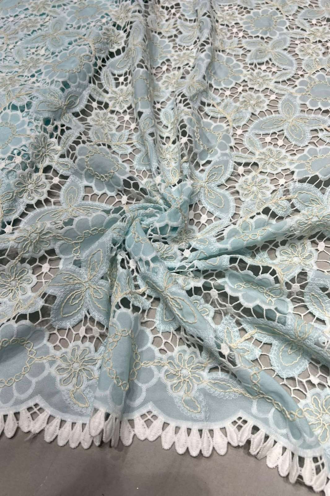 Shri Balaji Emporium A1061 Embroidery and Cut Work Imported Korean Crepe Designer Fabric