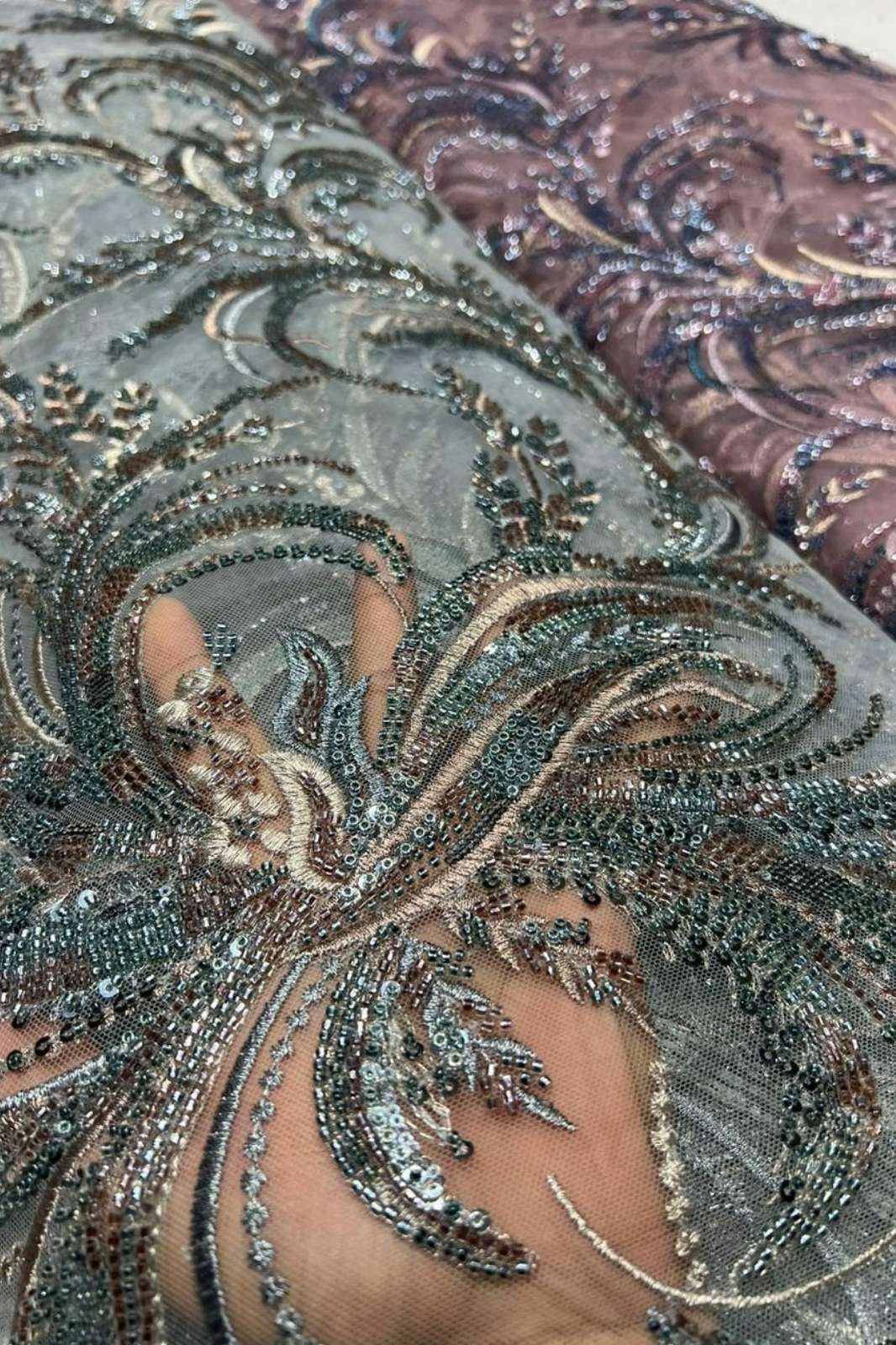 Shri Balaji Emporium A1062 Embroidery and Cutdana Work Imported Net Designer Fabric