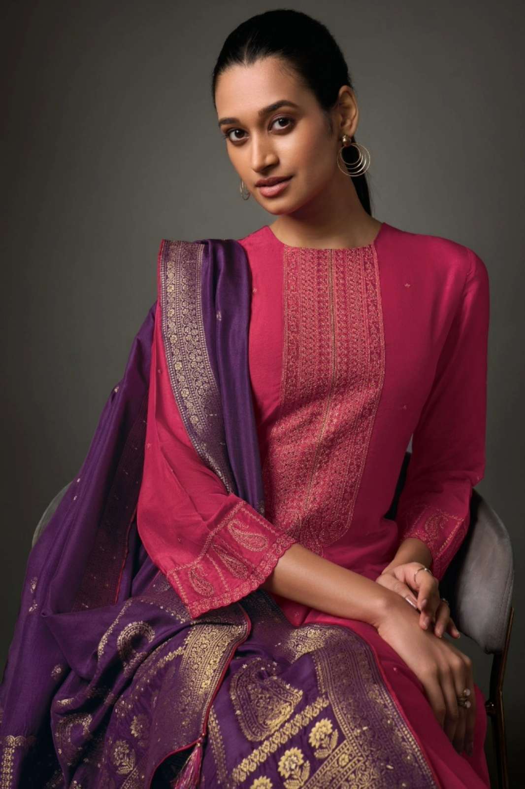SHRI BALAJI EMPORIUM AGNIRA OLIVIA SILK SUIT WITH EMBROIDERY WORK