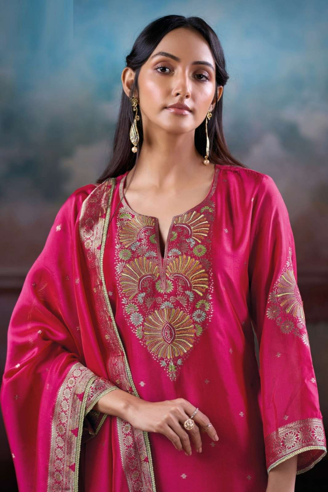 SHRI BALAJI EMPORIUM AVRY S3879 PURE VISCOSE WOVEN SILK SUIT WITH HAND EMBROIDERY