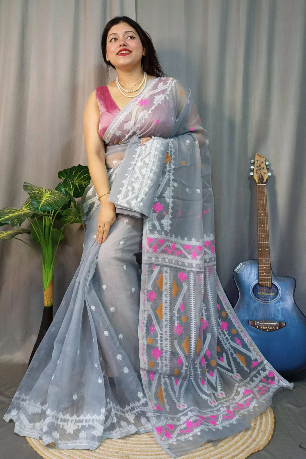Shri Balaji Emporium B914w Pooja Special Korat bd Dhakai Jamdani Saree 