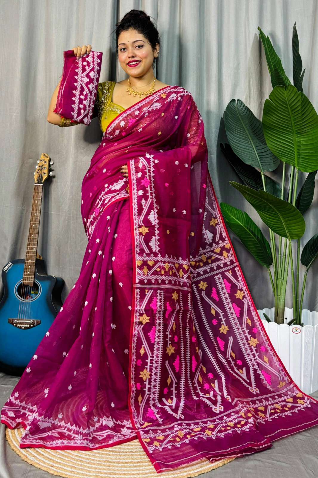 Shri Balaji Emporium B914w Pooja Special Korat bd Dhakai Jamdani Saree 