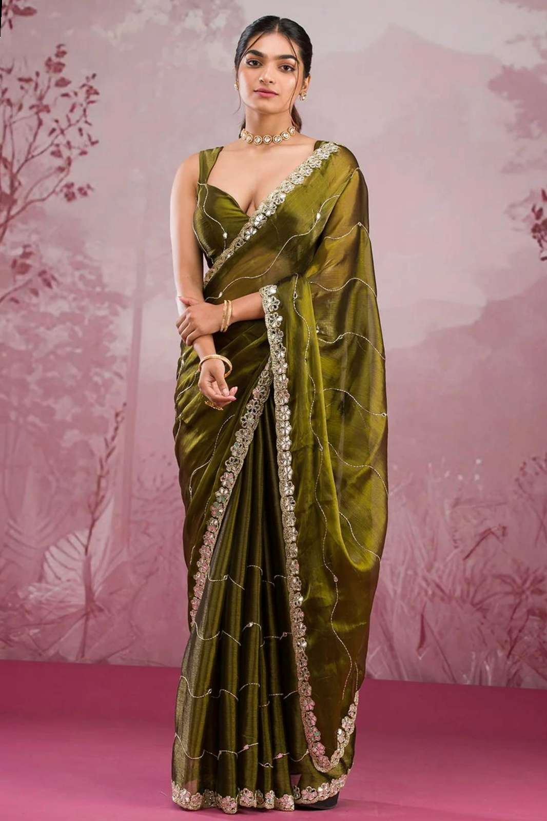 Shri Balaji Emporium BT1282 Party Wear Embroidered Burberry Silk Saree