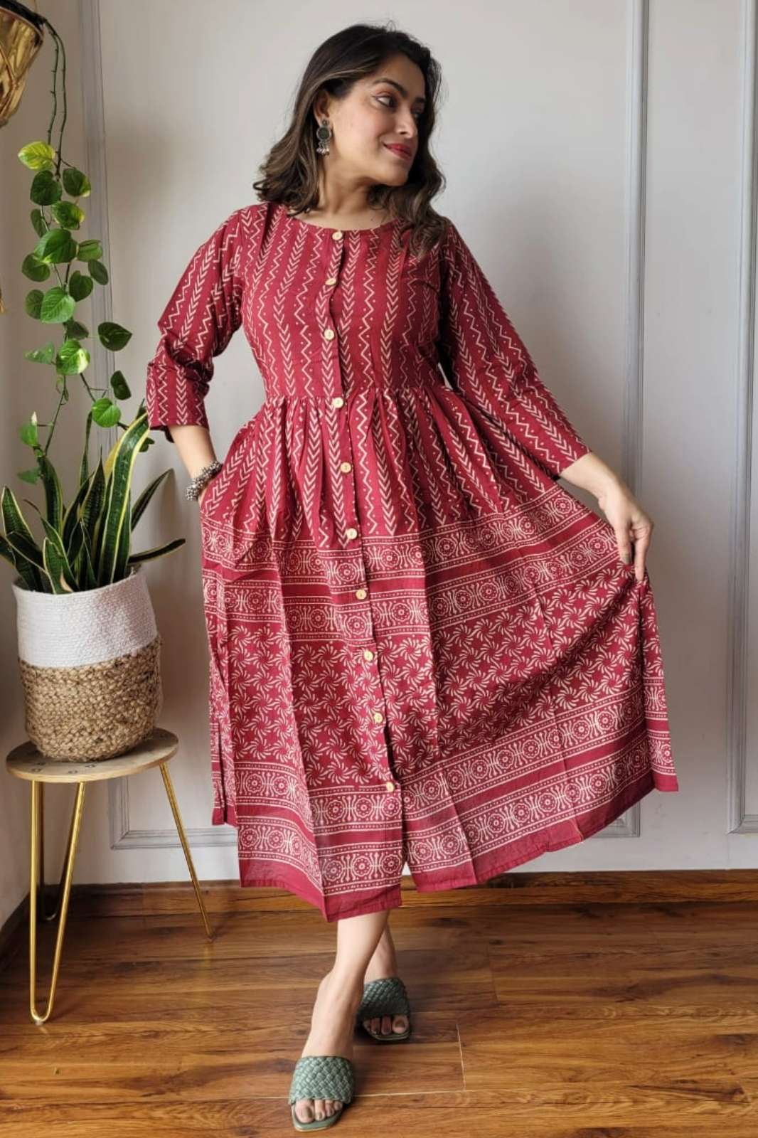 Shri Balaji Emporium CK14602 Bagru Hand Block Printed Pure Cotton Dress