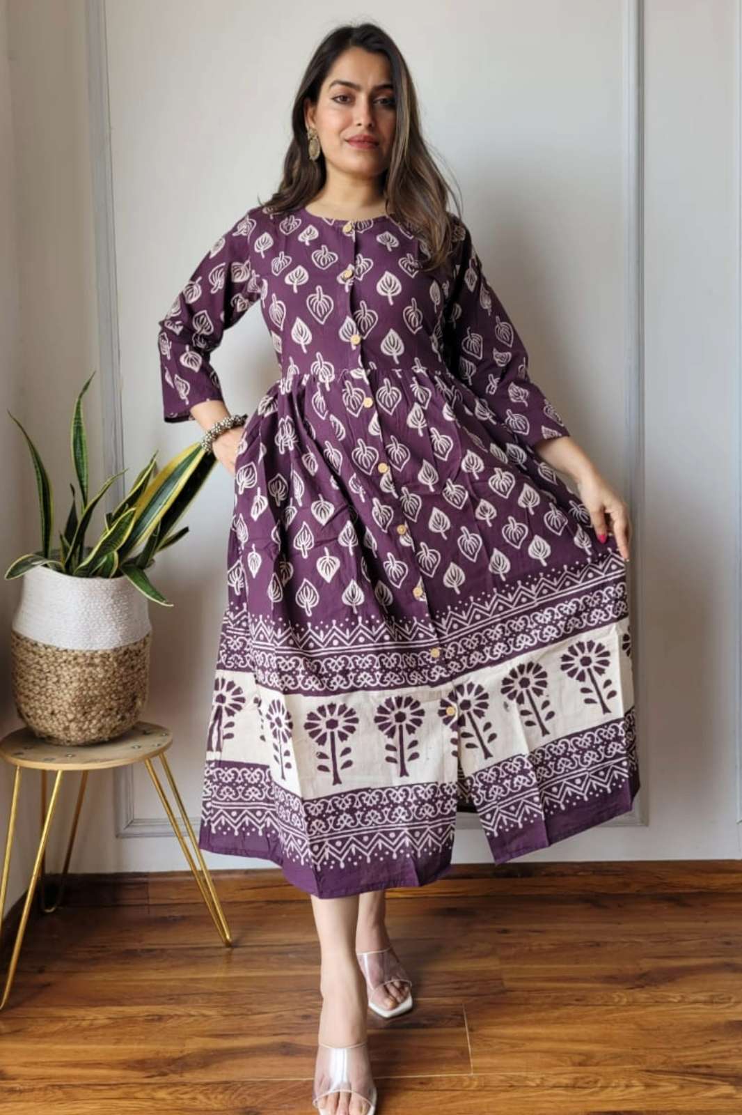 Shri Balaji Emporium CK14602 Bagru Hand Block Printed Pure Cotton Dress