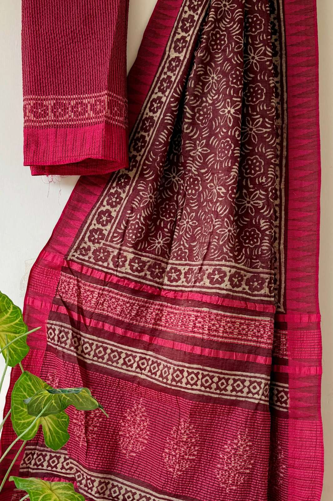 Shri Balaji Emporium CK14716 Bagru hand block printed Pure cotton Silk saree