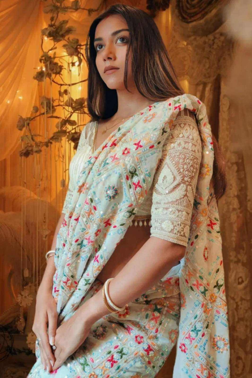 Shri Balaji Emporium KARISHIMA Party Wear Embroidered Georgette Saree