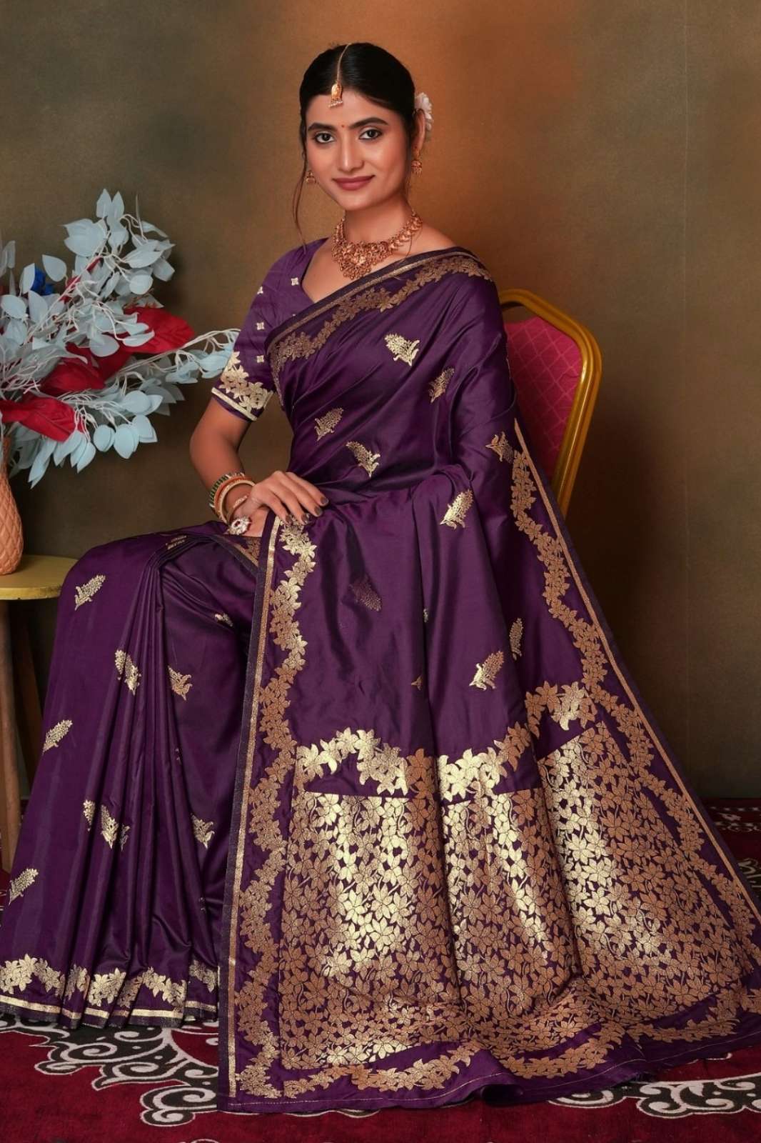 Shri Balaji Emporium Krishna Silk Art Soft Silk Rich Banarasi Pallu Saree