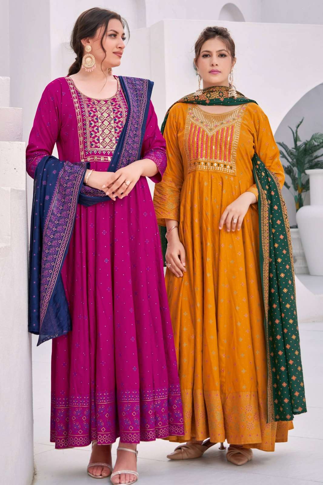 Shri Balaji Emporium RANG LEELA Rayon Designer Foil Anarkali Style Suit