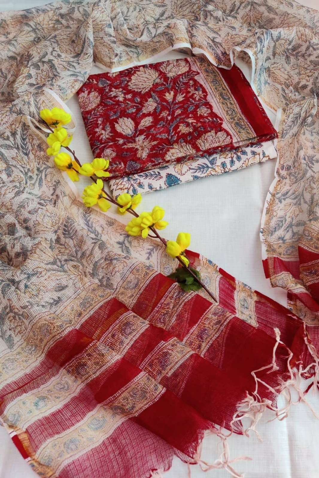Shri Balaji Emporium RF14155 Bagru hand block printed Kota Doria Suits