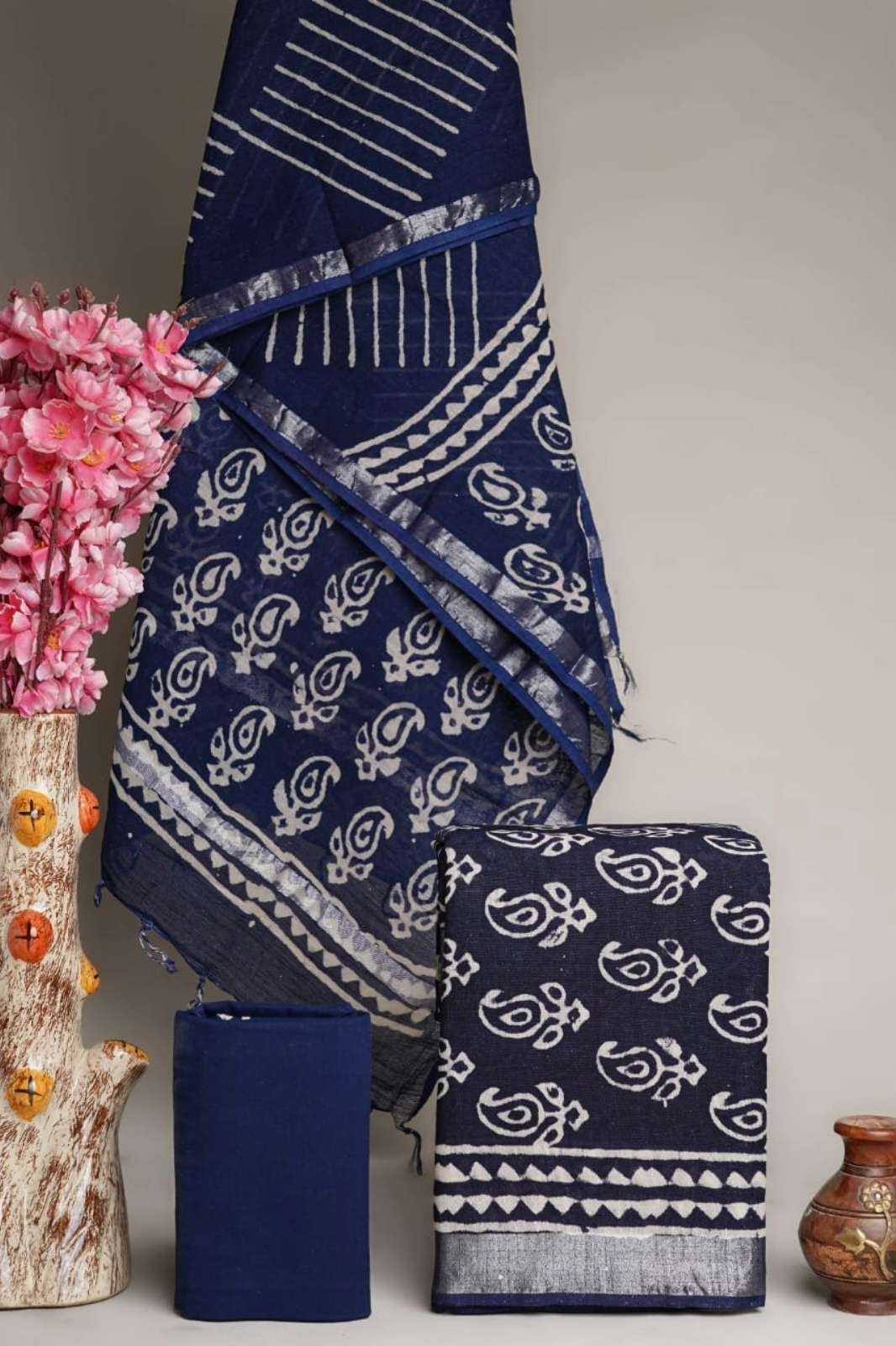 Shri Balaji Emporium RF14589 Bagru Hand Block Printed Pure Linen Cotton Suit