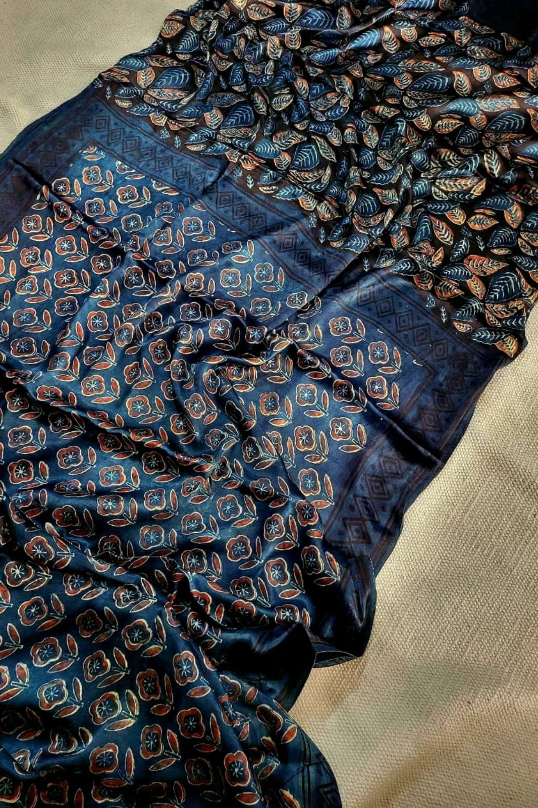 Shri Balaji Emporium RF14854 Bagru Hand Block Printed Modal Silk Saree