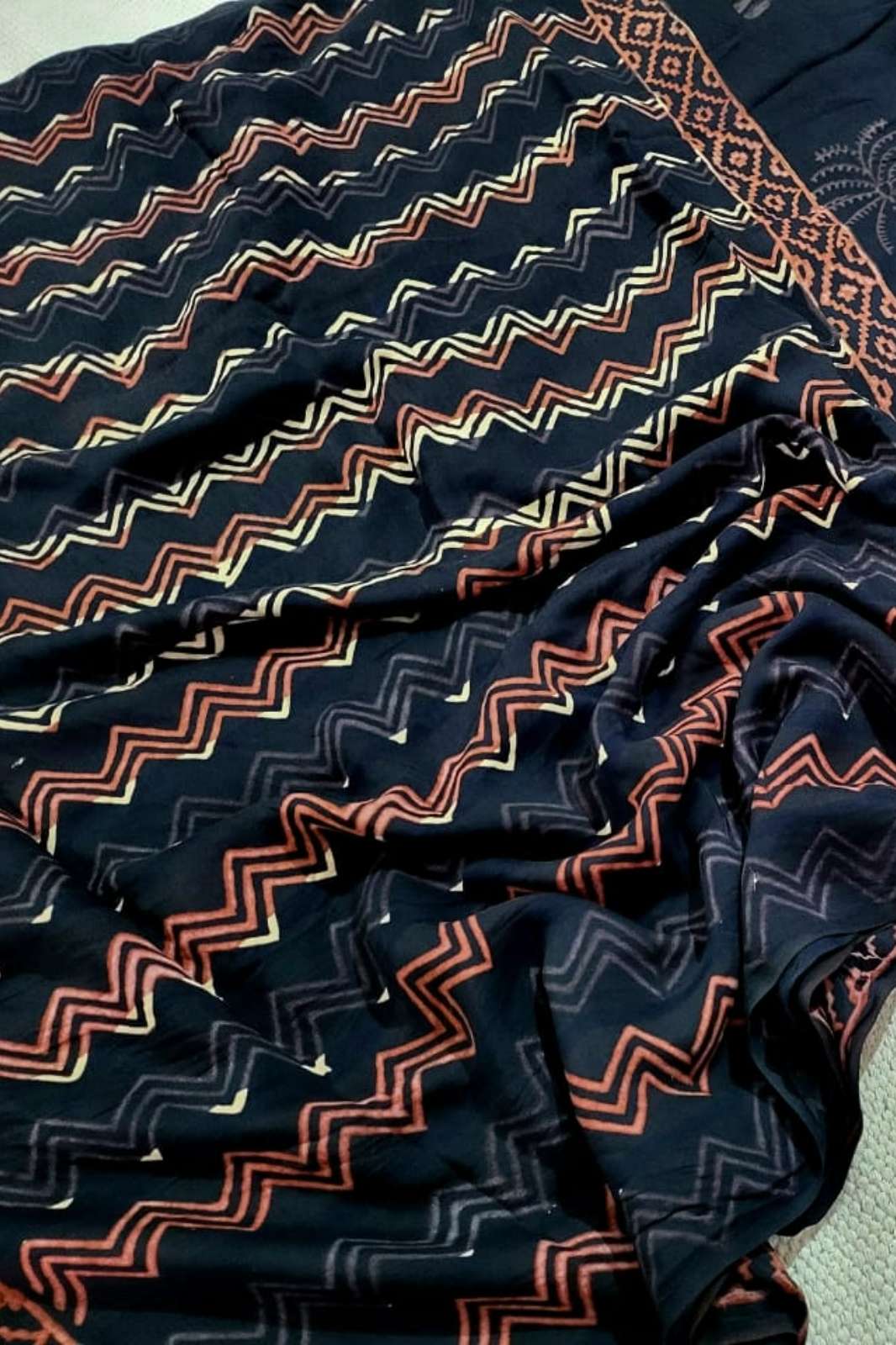 Shri Balaji Emporium RF14854 Bagru Hand Block Printed Modal Silk Saree