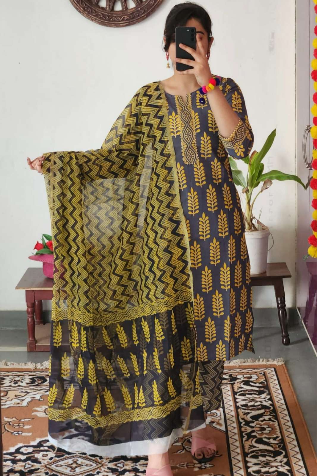 Shri Balaji Emporium RF14859 Ready to Wear Hand Block Printed Pure Cotton Suit