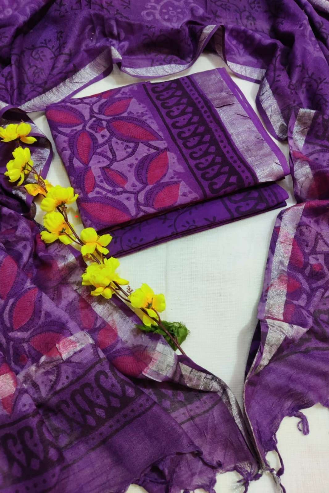 Shri Balaji Emporium RF14860 Bagru Hand Block Printed Pure Linen Cotton Suit