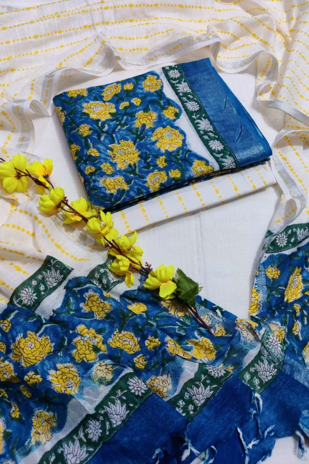 Shri Balaji Emporium RF14860 Bagru Hand Block Printed Pure Linen Cotton Suit