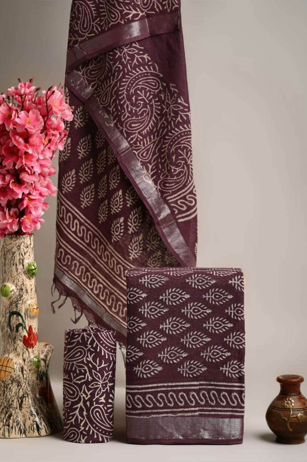 Shri Balaji Emporium RF15351 Hand Block Printed Linen Cotton Suit 