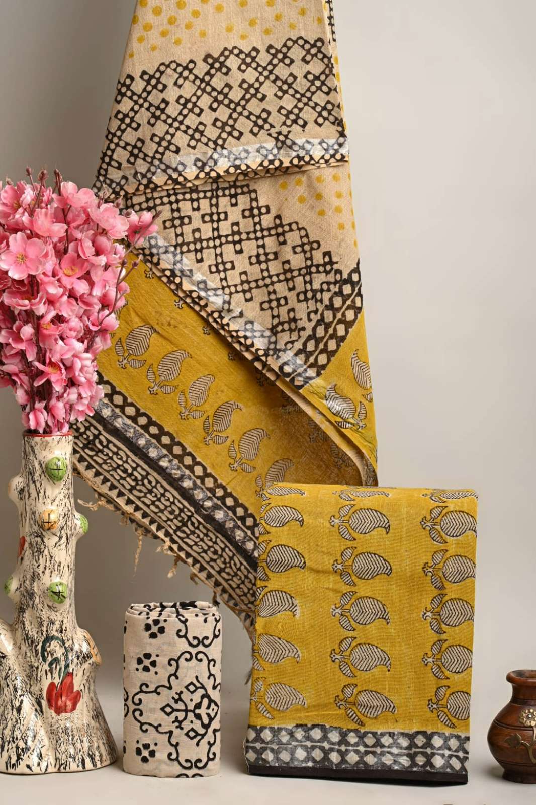 Shri Balaji Emporium RF15351 Hand Block Printed Linen Cotton Suit 