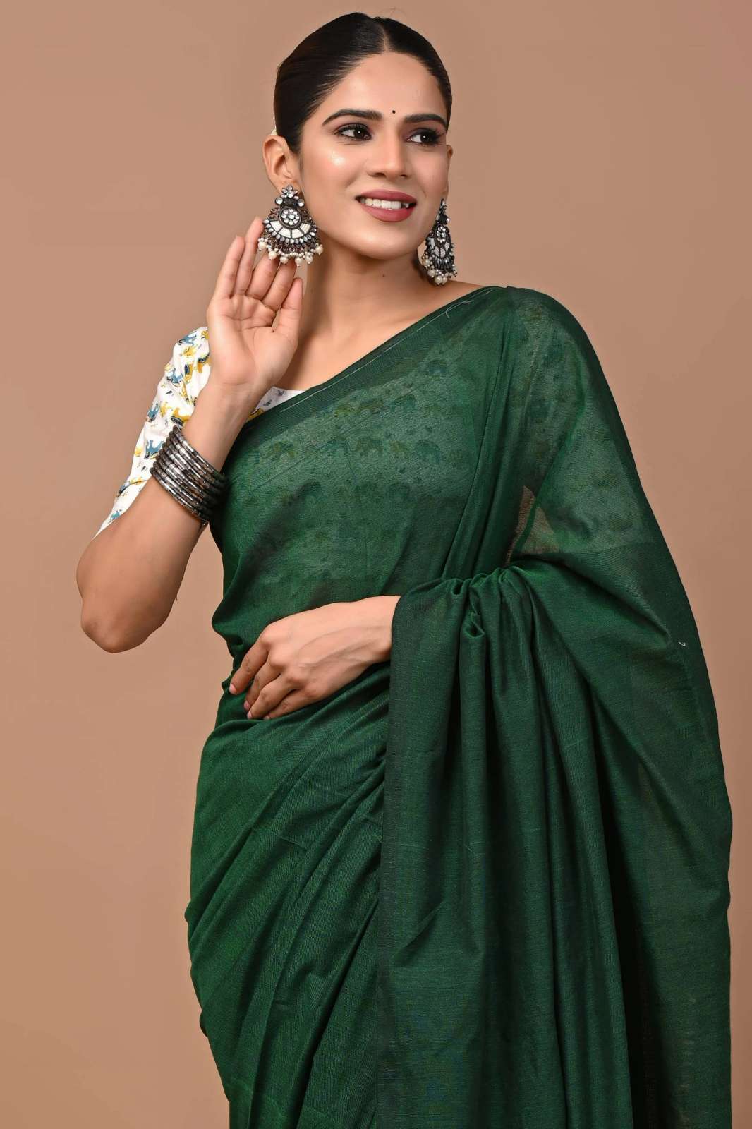 Shri Balaji Emporium RF15538 Khadi Cotton Beautiful Colour Full Saree