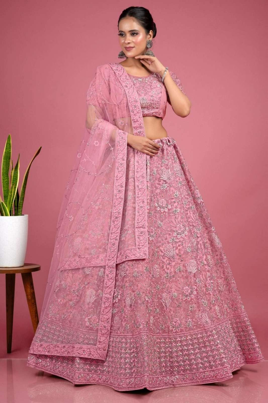 Shri Balaji Emporium SGW Party Wear Net Fabric Embroidered Lehenga Choli 