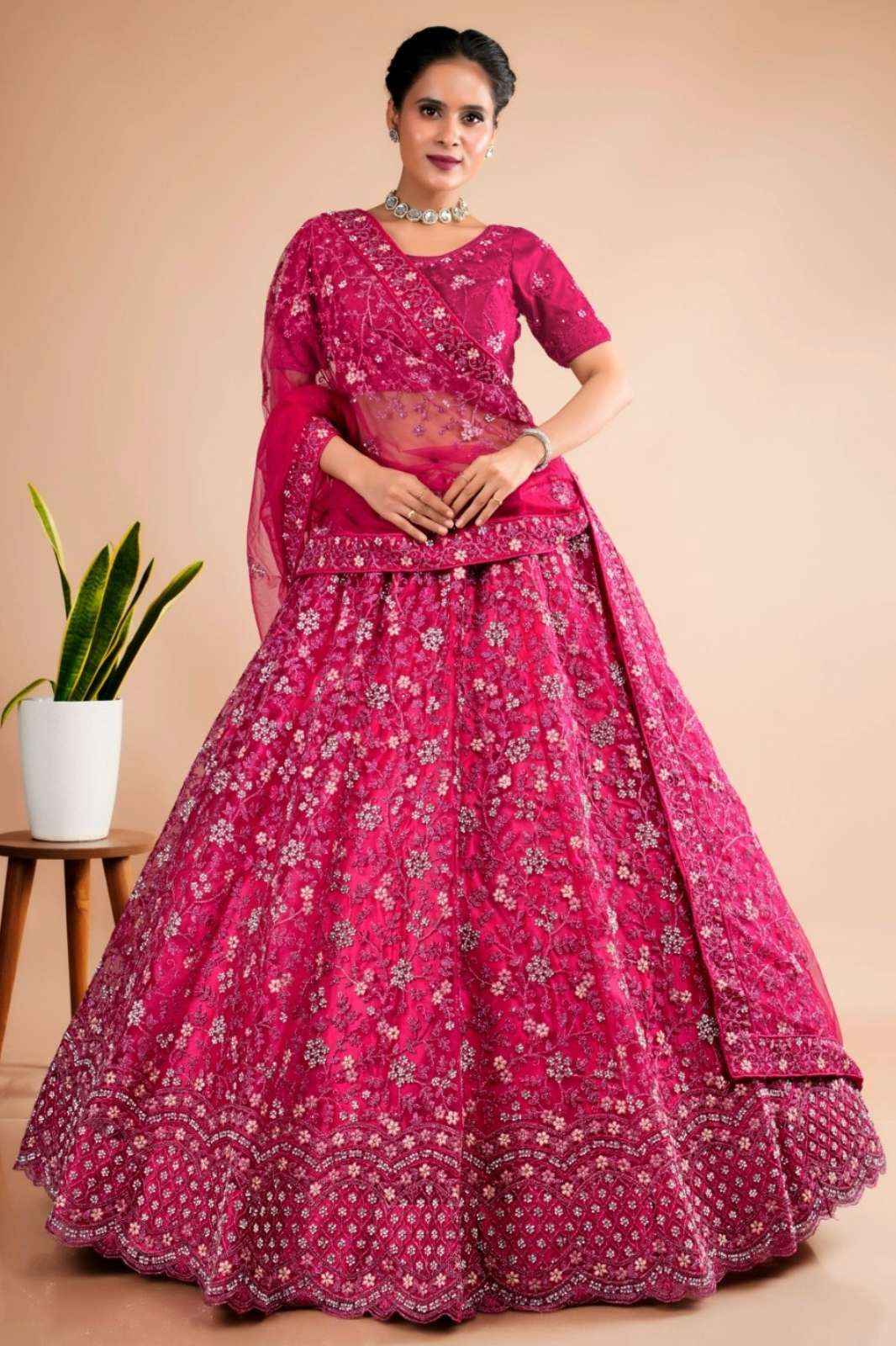 Shri Balaji Emporium SGW Wedding Wear Net Fabric Embroidered Lehenga Choli 