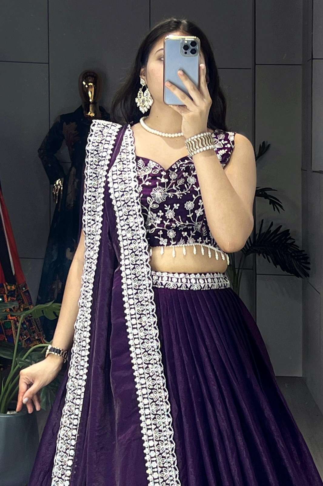 SHRI BALAJI GRNT 9042 FENDY SATIN EMBROIDERED LEHENGAS