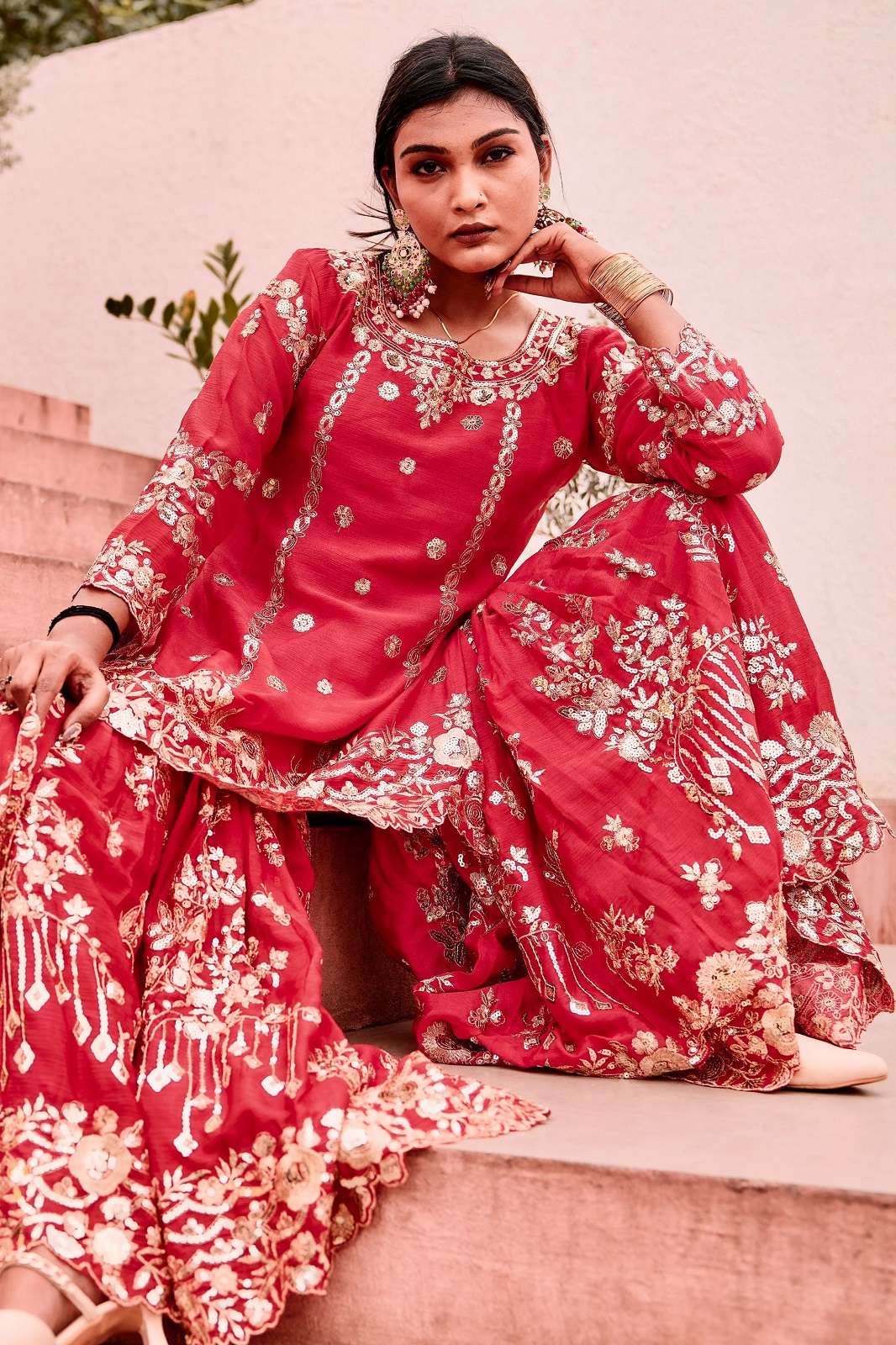 SHRI BALAJI HK 1710 CHINON SILK READY TO WEAR SUITS
