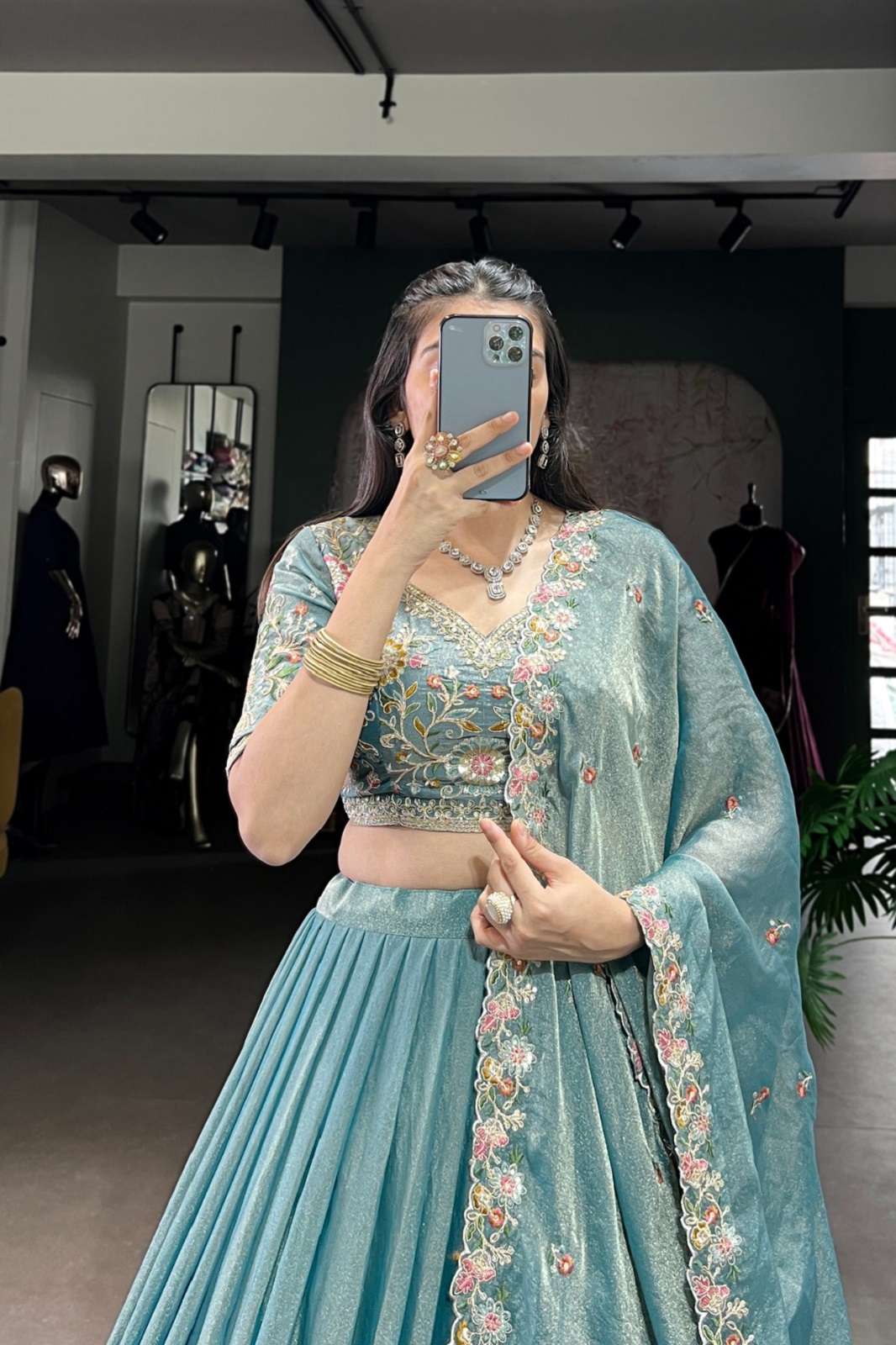 SHRI BALAJI LNB 1450 SHIMMER EMBROIDERED LEHENGAS