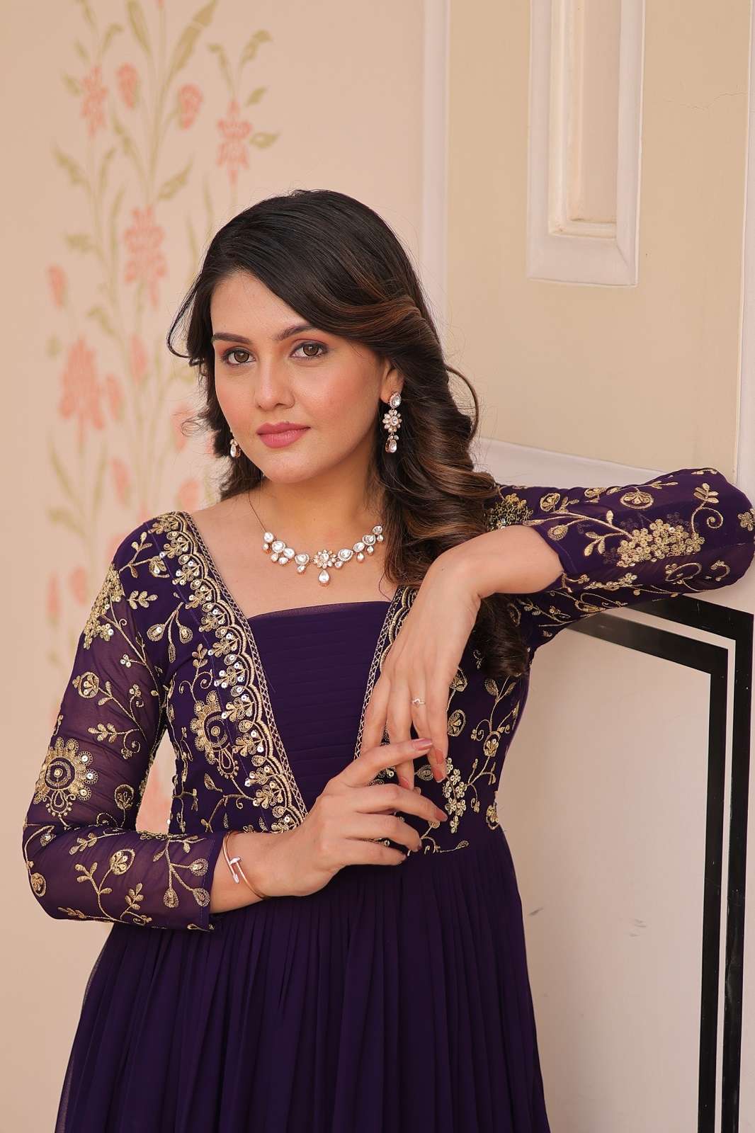 SHRI BALAJI LR 1041 FAUX BLOOMING READY TO WEAR RED GOWNS