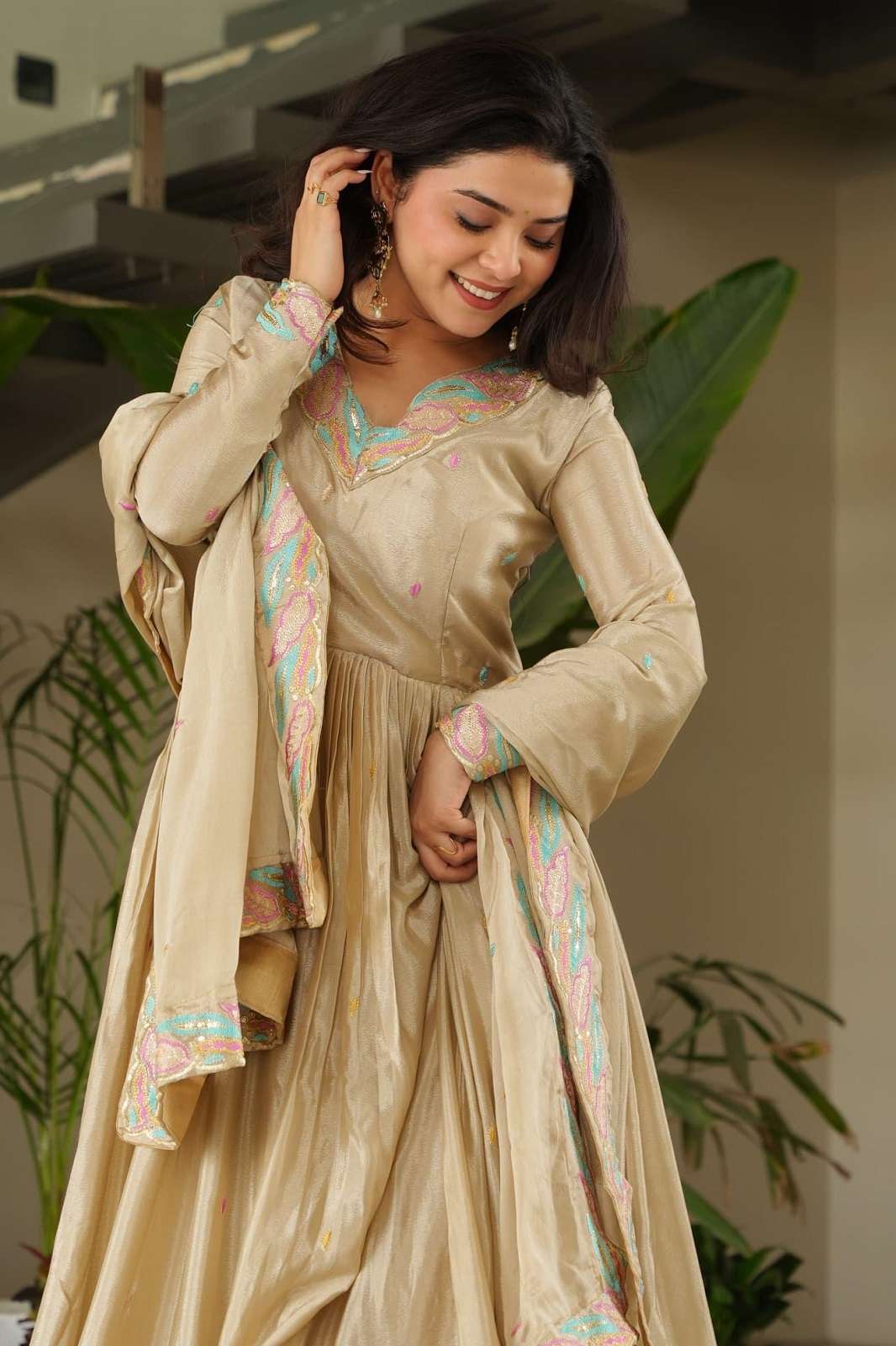 SHRI BALAJI LW 9229 CHINON EMBROIDERED READY TO WEAR GOWNS
