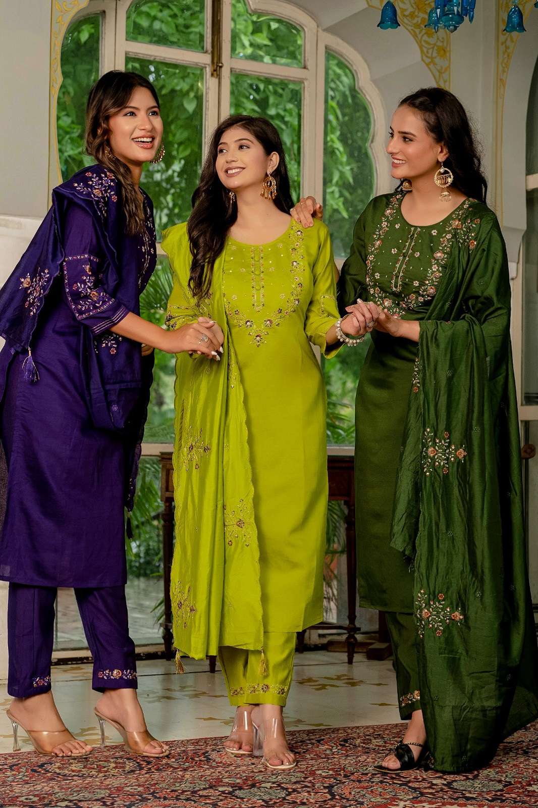 SHRI BALAJI MARINA SILK EMBROIDERED READY TO WEAR STRAIGHT KURTIES