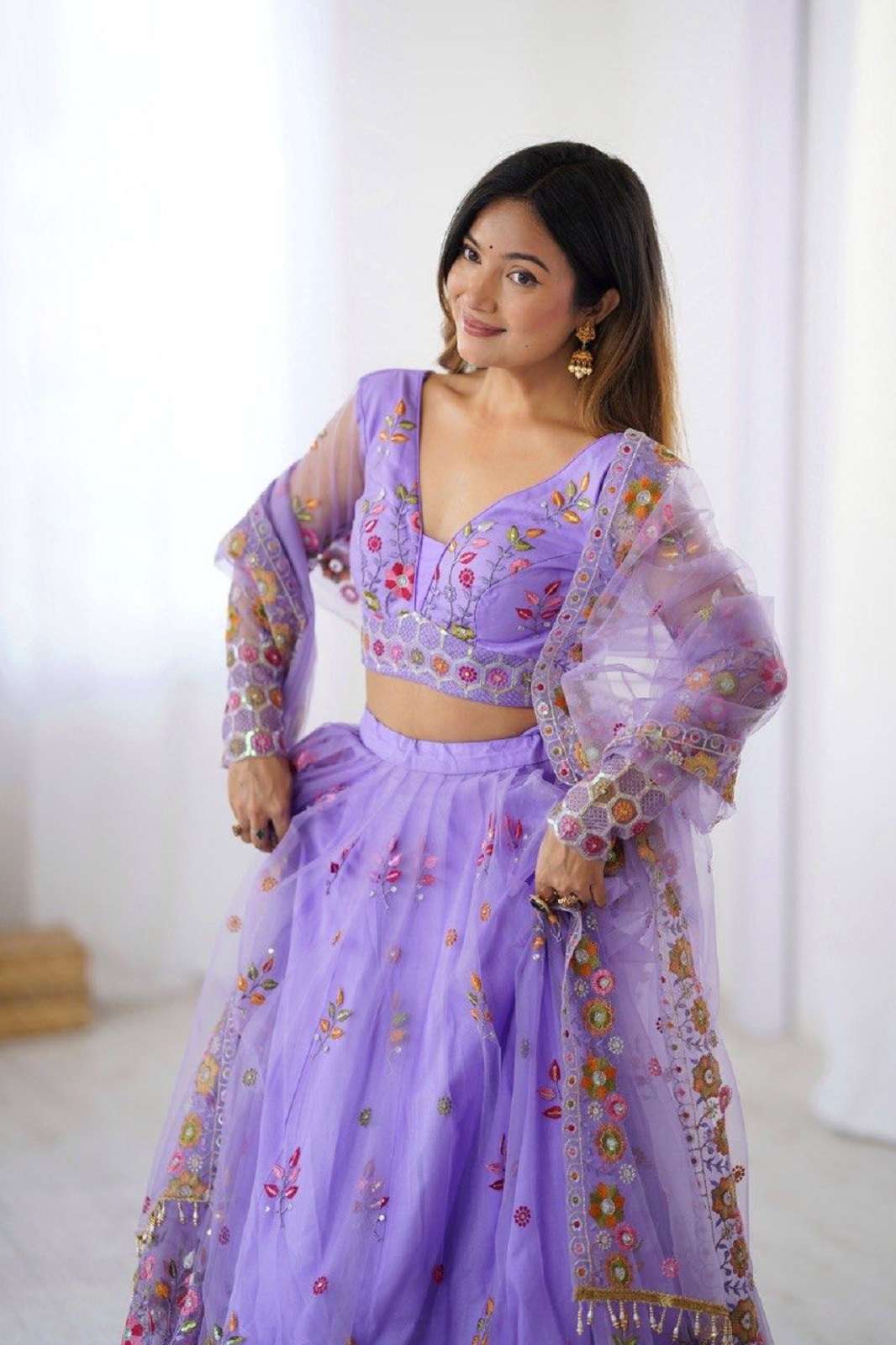 SHRI BALAJI SP 25 SOFT NET THREAD SEQUECE WORKED LEHENGAS