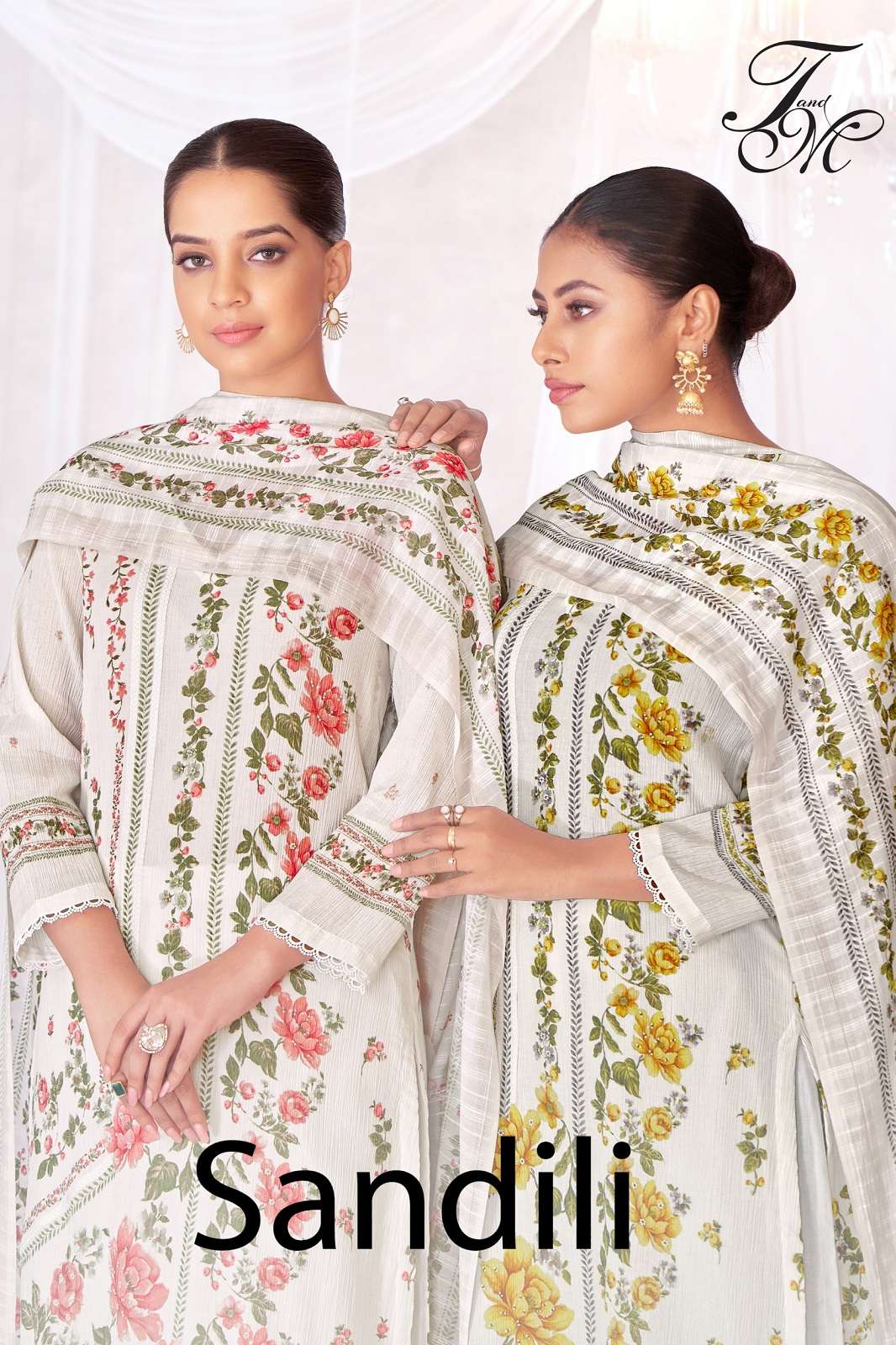 T&M SANDILI COTTON CRUSHED EMBROIDERED DRESS MATERIALS