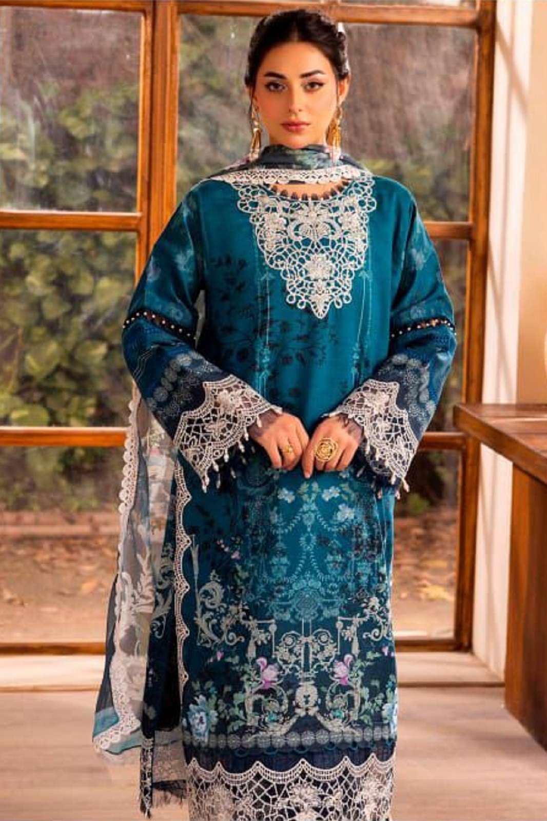 TAJ 615 PURE COTTON EMBROIDERED BLUE SUITS