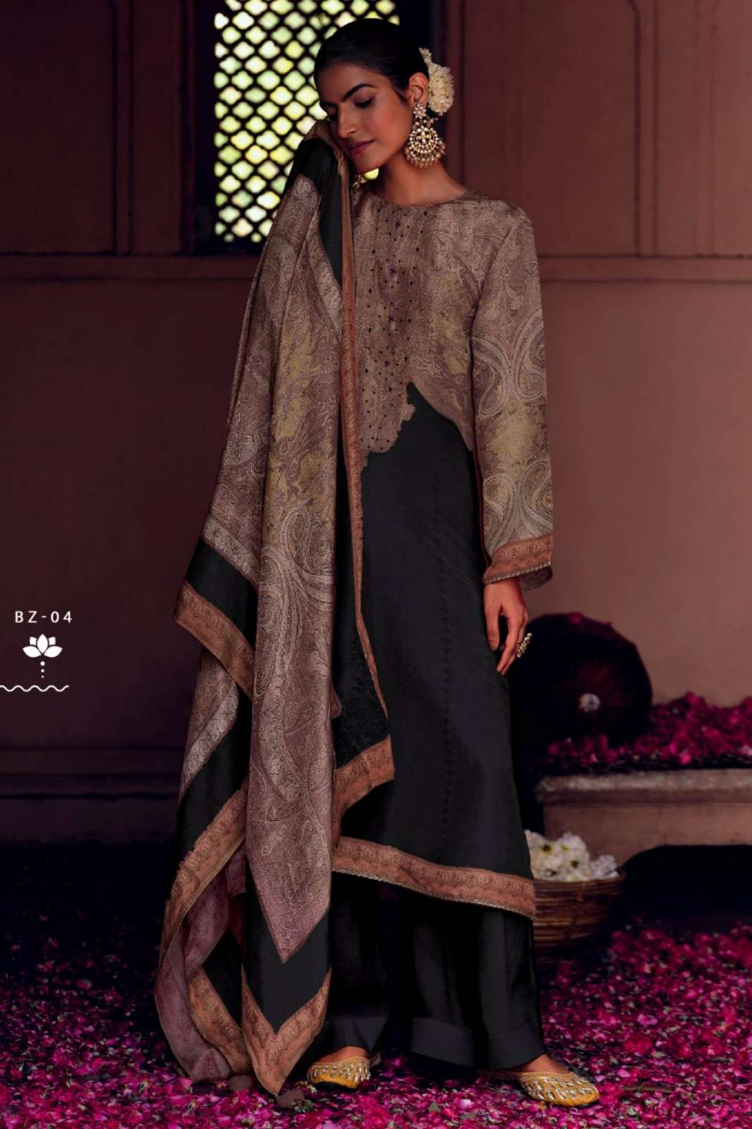 VARSHAA BRIZA MODAL SATIN DIGITALLY PRINTED SUIT WITH FANCY WORK