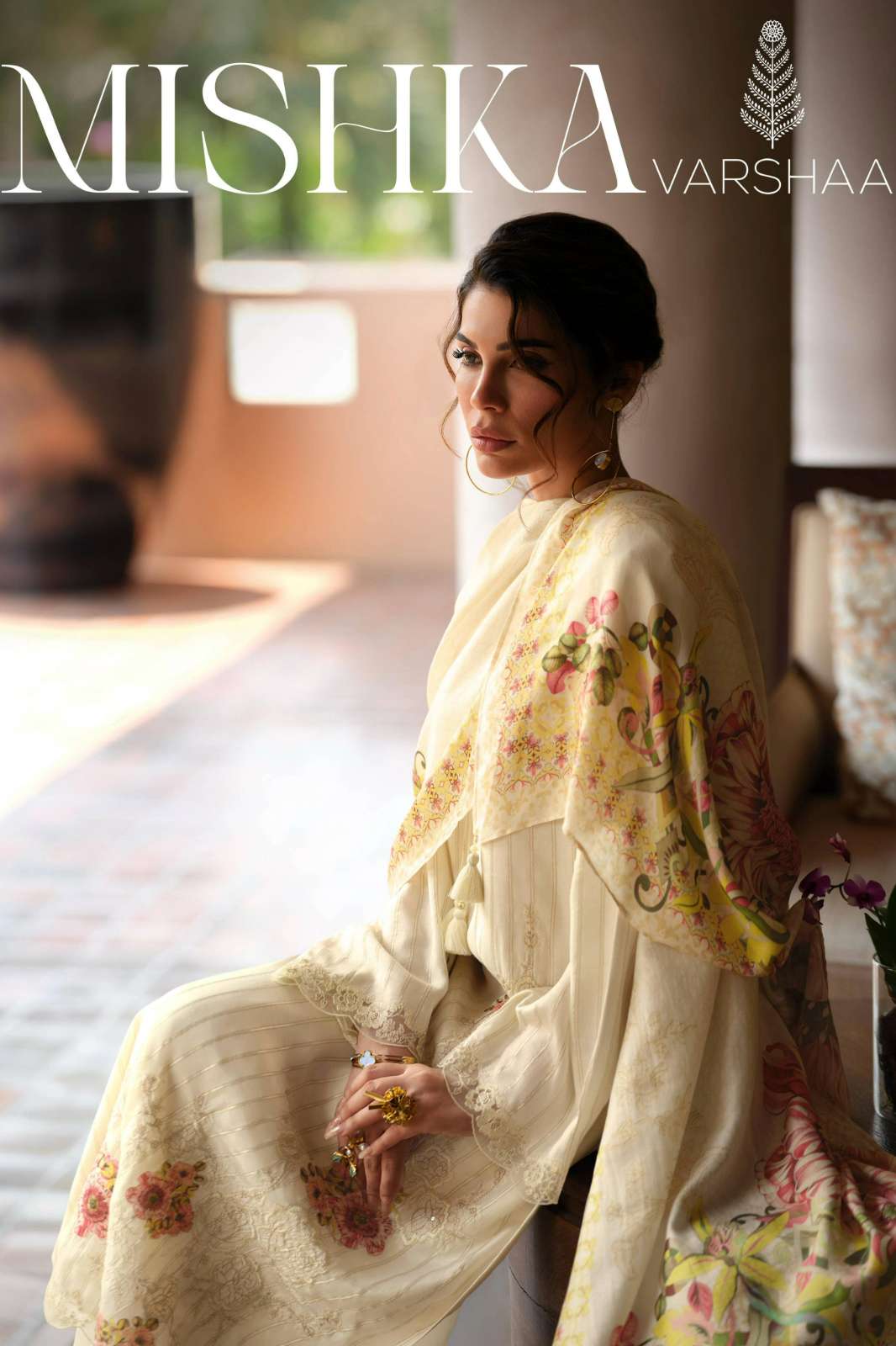 VARSHAA MISHKA VISCOSE MUSLIN SELF WOVEN SUIT WITH EMBROIDERY 