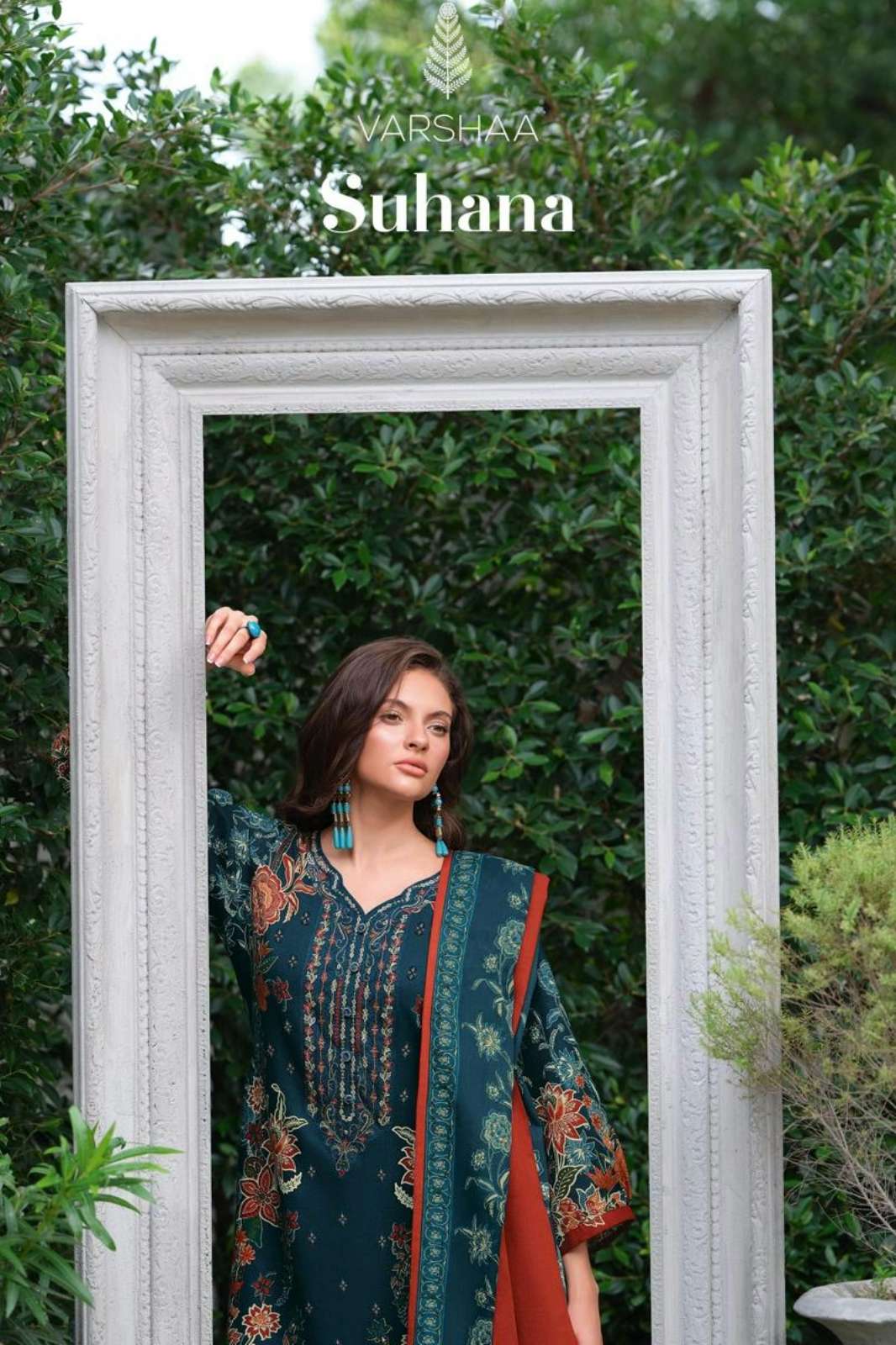 VARSHAA SUHANA MATTE LINEN COTTON PRINTED SUIT WITH EMBROIDERY