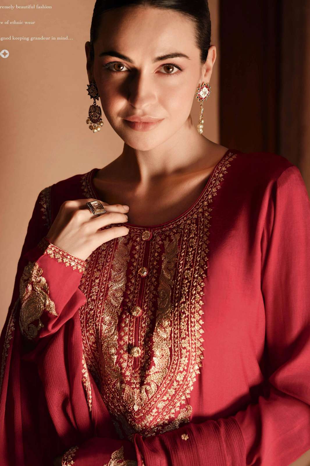 VARSHAA TILLA VISCOSE SILK SOLID SUIT WITH TILLA INSPIRED EMBROIDERY