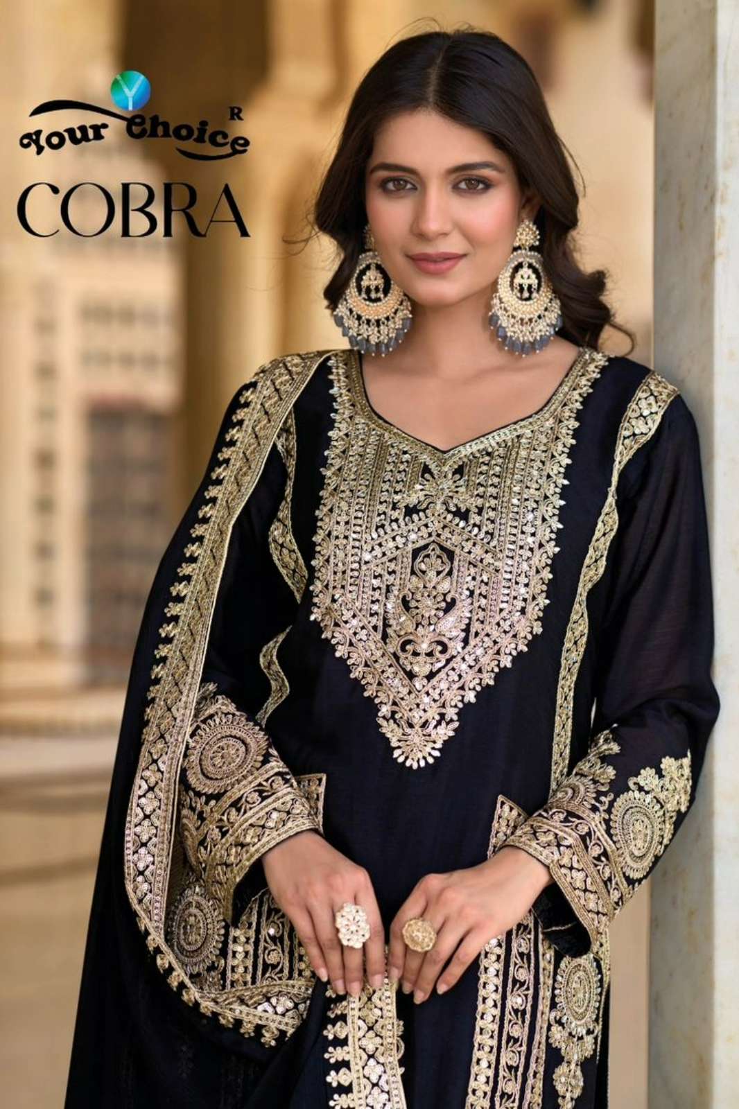 Your choice COBRA Ready to Wear Pure Chinon Embroidered Salwar Suit
