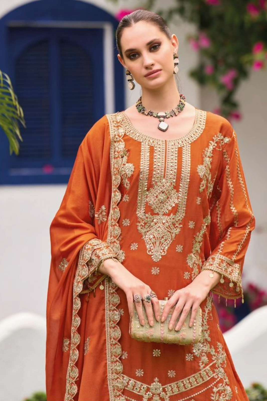 Your choice Farasi Rakhi & festival special Heavy Chinon Suit
