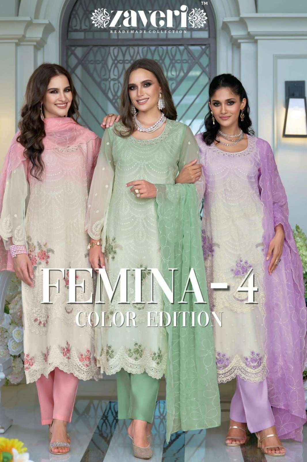 Zaveri FEMINA 4 Ready to Wear Organza Salwar Suit With Embroidery work