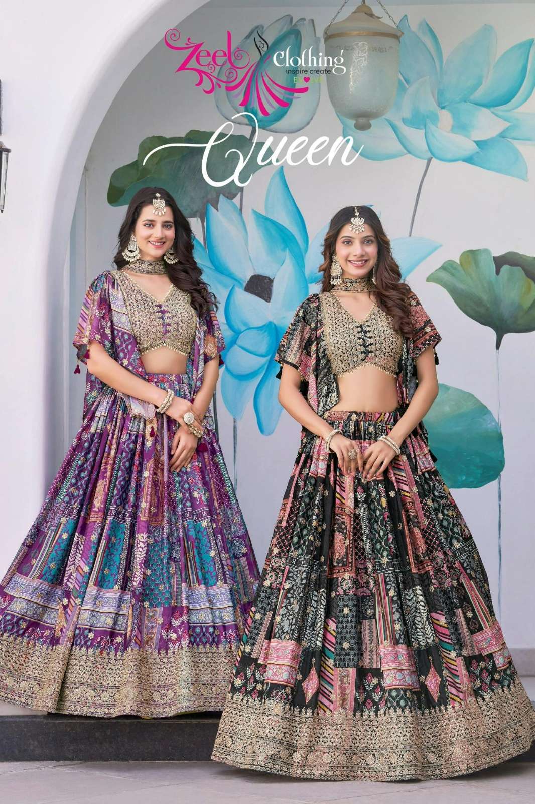 ZEEL QUEEN DIGITAL PRINTED CHINNON SILK LEHENGA CHOLI