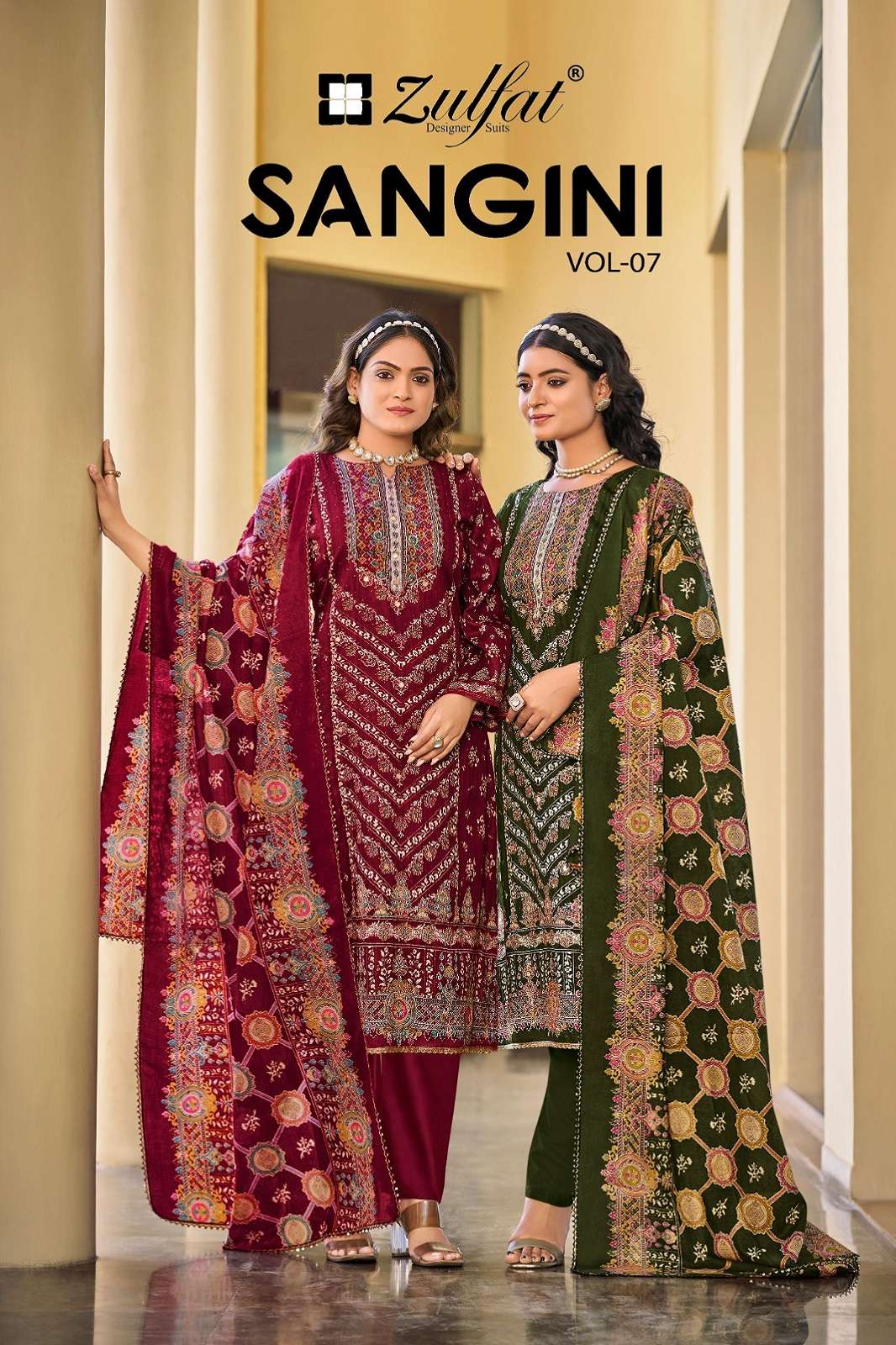 ZULFAT DESIGNER SANGINI VOL 7 JAM COTTON PRINTED DRESS MATERIALS